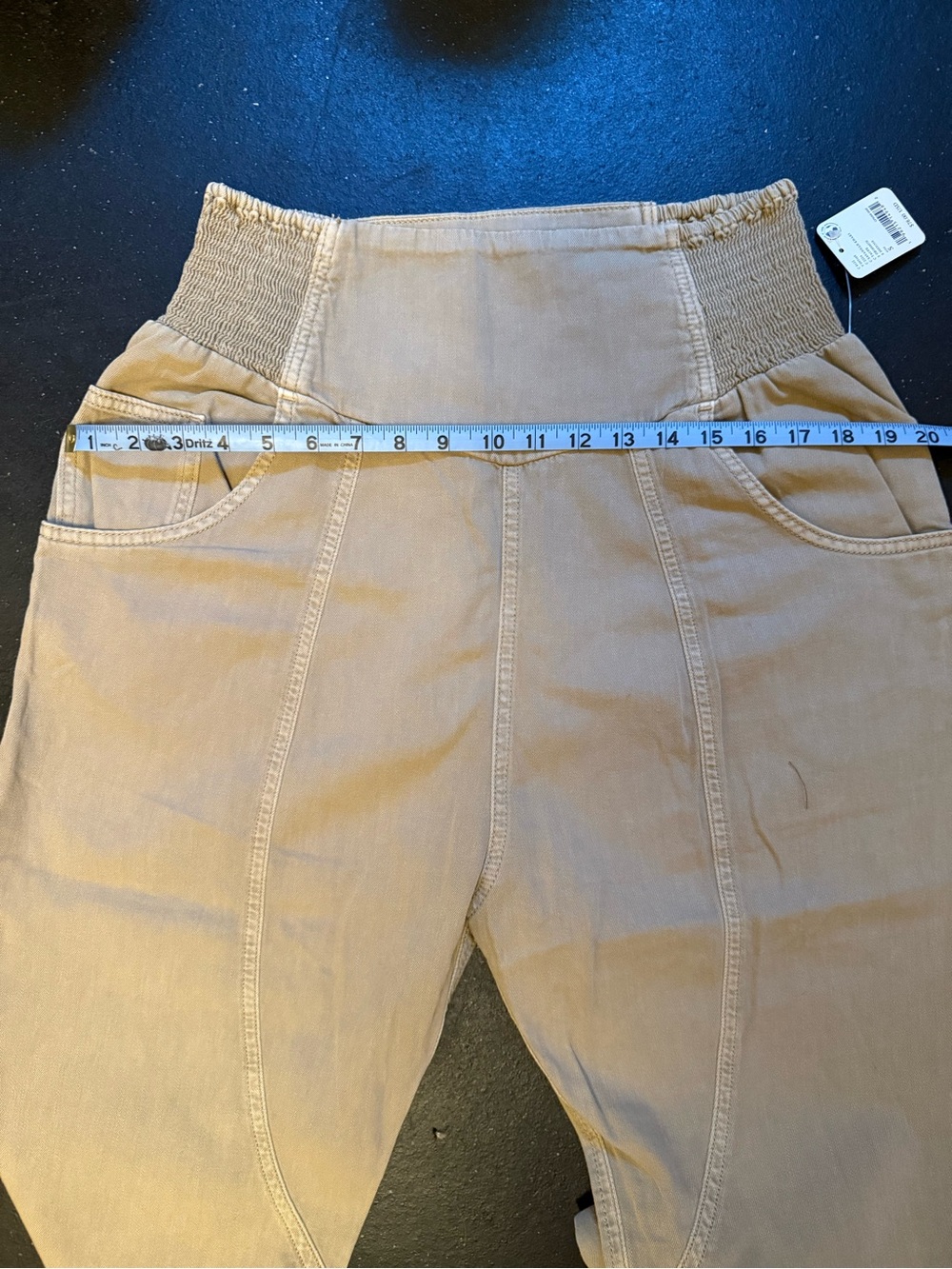 NWT! We The Free Free people Cropped High-Waist Wide Leg Pants in Beige - Picture 7 of 9